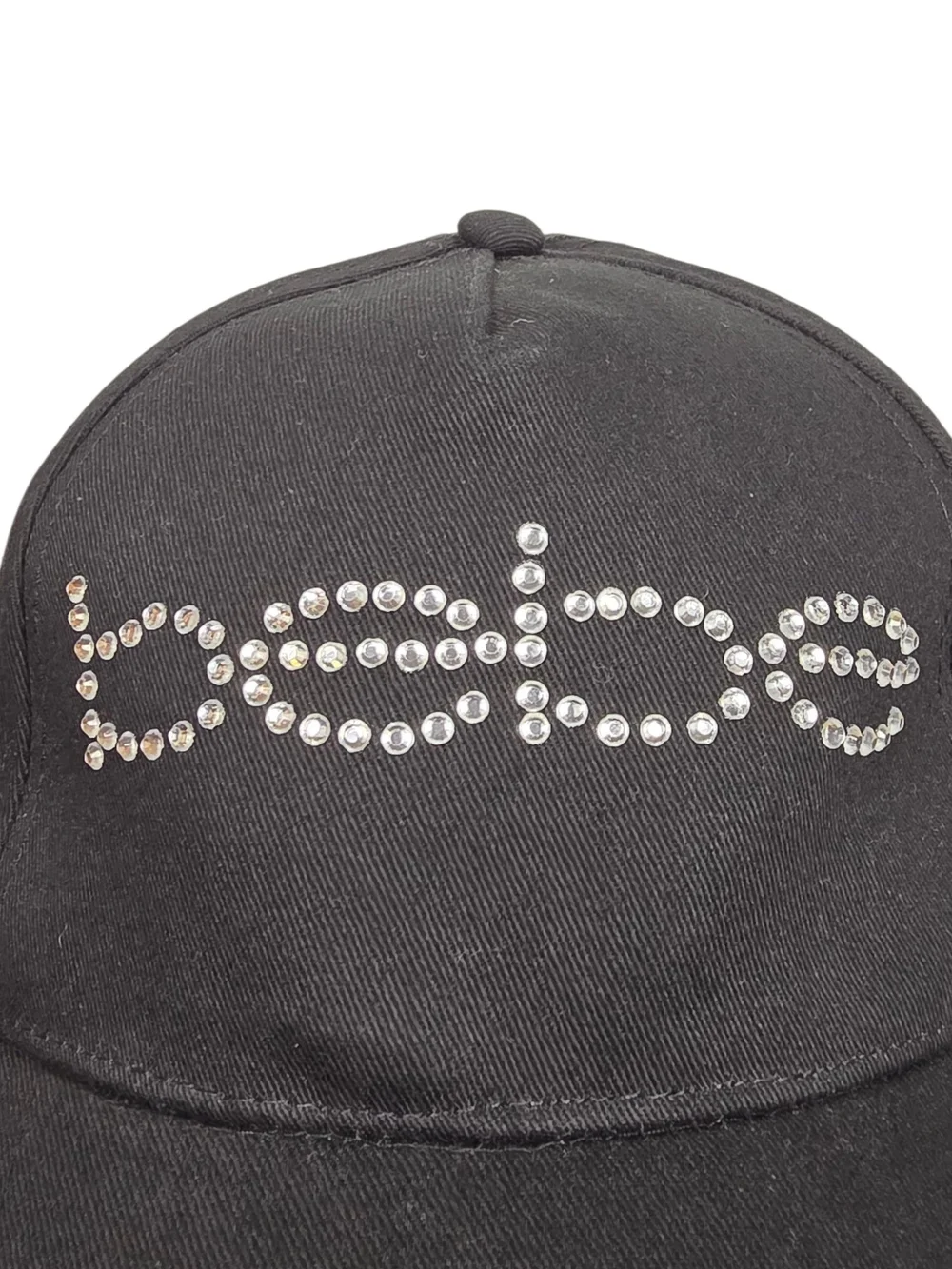 Bebe Black Baseball Cap Hat Rhinestone Crystal Logo Spellout Adjustable Y2K
